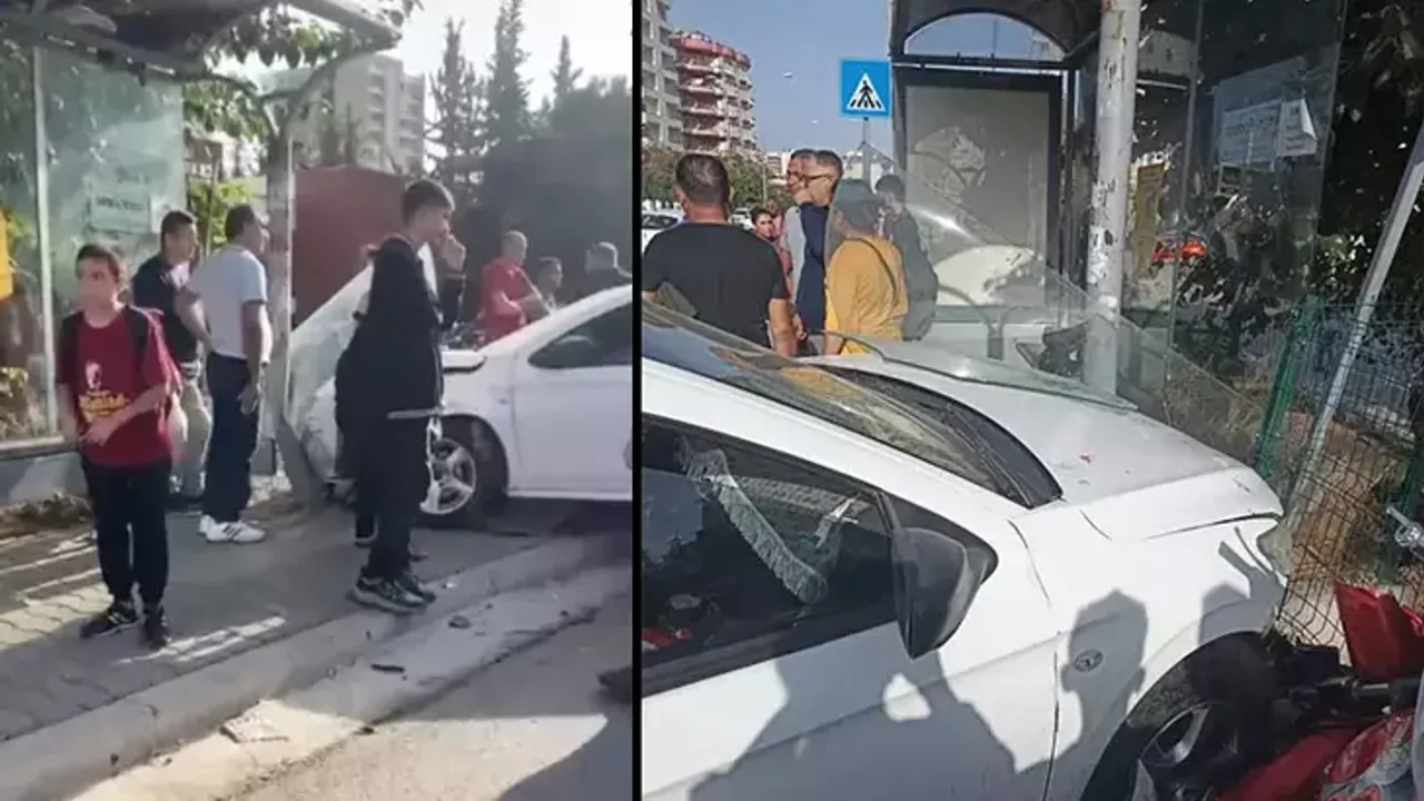 Mersin'de Otomobil Durağa Daldı: 3 Kişi Yaralandı!
