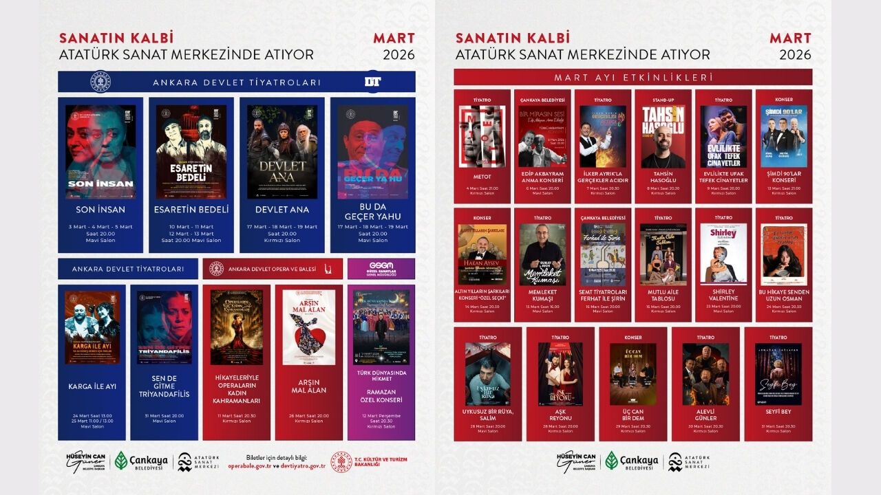 Atatürk Sanat Merkezi Mart Ayı Sanat Takvimi Duyuruldu