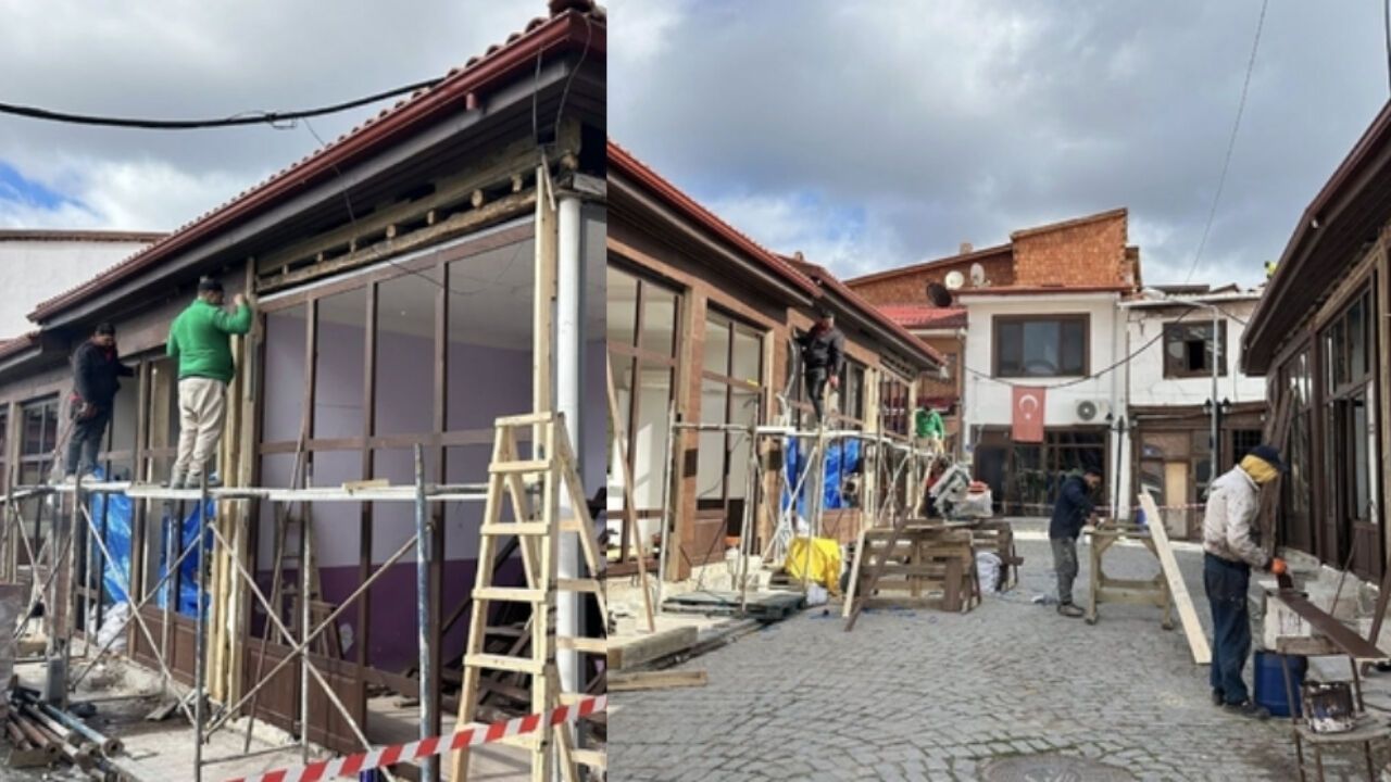 Güdül Çarşısında Cephe İyileştirme Çalışmaları Devam Ediyor