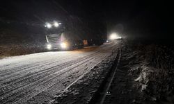 Ardahan'da Buzlanma Nedeniyle Tırlar Yolda Kaldı