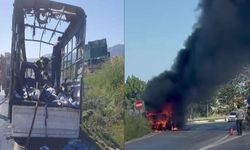 Aydın’da Çarşaf Yüklü Kamyonet Kül Oldu