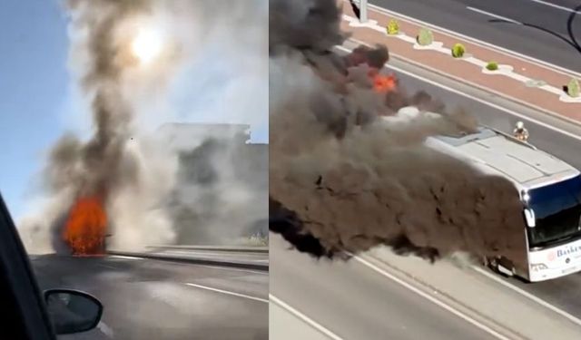 Polatlı’da Üniversite Otobüsünde Korkutan Yangın