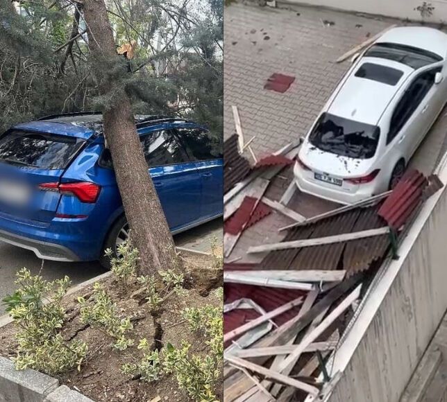 Ankara’da Fırtına ve Rüzgar! Ağaçlar Araçların Üzerine Devrildi
