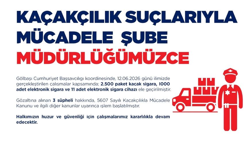 Ankara Gölbaşı’nda Kaçakçılık Operasyonu: 3 Şüpheli Yakalandı